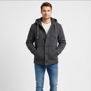 SLATE & STONE Mens Wool Blend Hooded Jacket Size Medium Gray